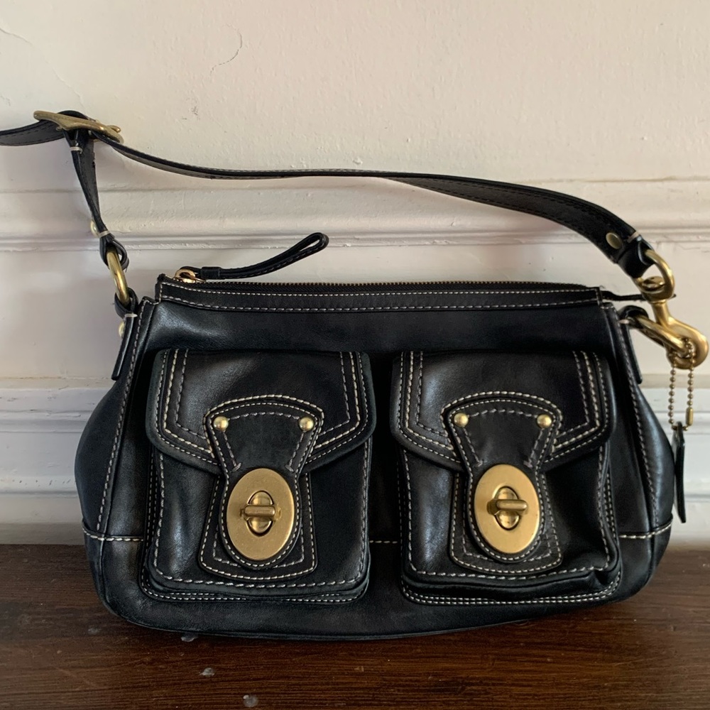 VTG COACH Vachetta Legacy Dual Turnlock Pocket Bag